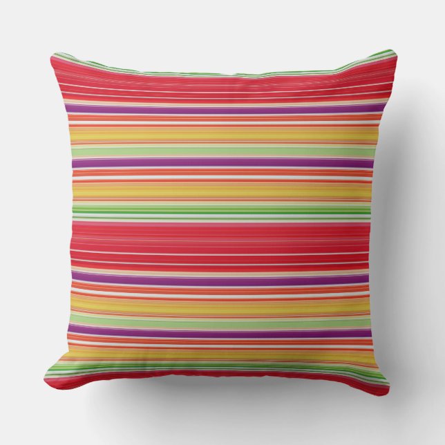 Cute red colourful stripes cushion (Front)