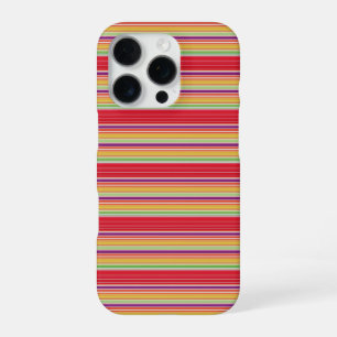 Cute red colourful stripes iPhone 16 pro case