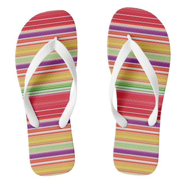 Cute red colourful stripes jandals (Footbed)