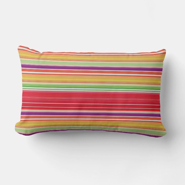 Cute red colourful stripes lumbar cushion (Front)