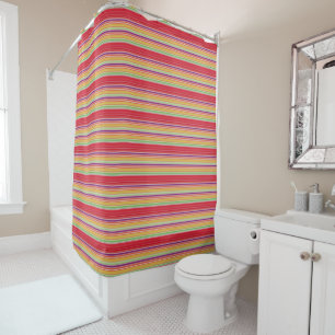 Cute red colourful stripes shower curtain