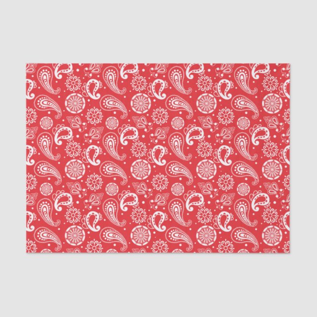 cute red Country Paisley tiled pattern  Tissue Paper (Front)
