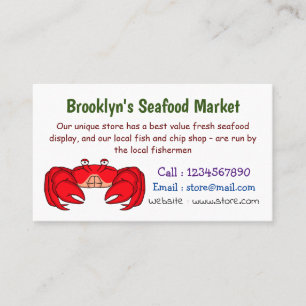 Cute red crab cartoon illustration business card