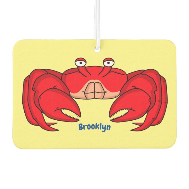 Cute red crab cartoon illustration car air freshener (Front)