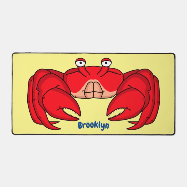 Cute red crab cartoon illustration desk mat (Front)