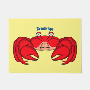 Cute red crab cartoon illustration doormat