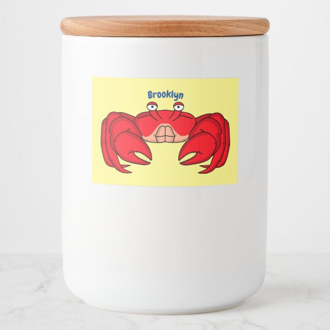 Cute red crab cartoon illustration food label (Front)