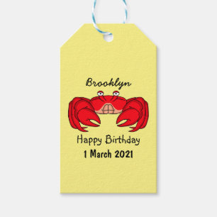Cute red crab cartoon illustration gift tags