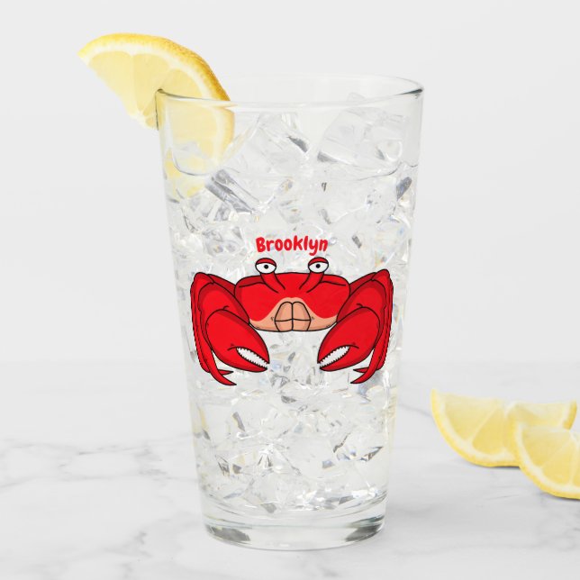 Cute red crab cartoon illustration glass (Front Ice)