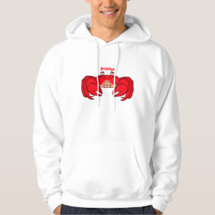 Cute red crab cartoon illustration hoodie