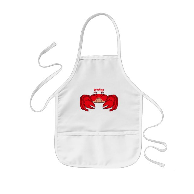 Cute red crab cartoon illustration kids apron (Front)