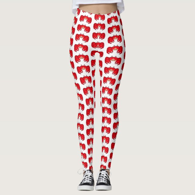 Cute red crab cartoon illustration leggings (Front)