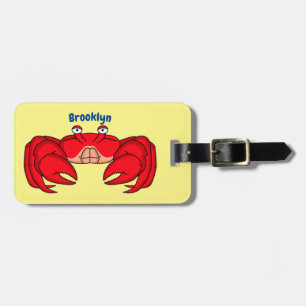 Cute red crab cartoon illustration luggage tag
