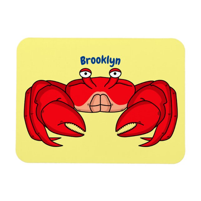 Cute red crab cartoon illustration magnet (Horizontal)