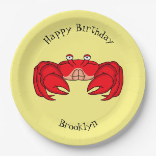 Cute red crab cartoon illustration paper plate