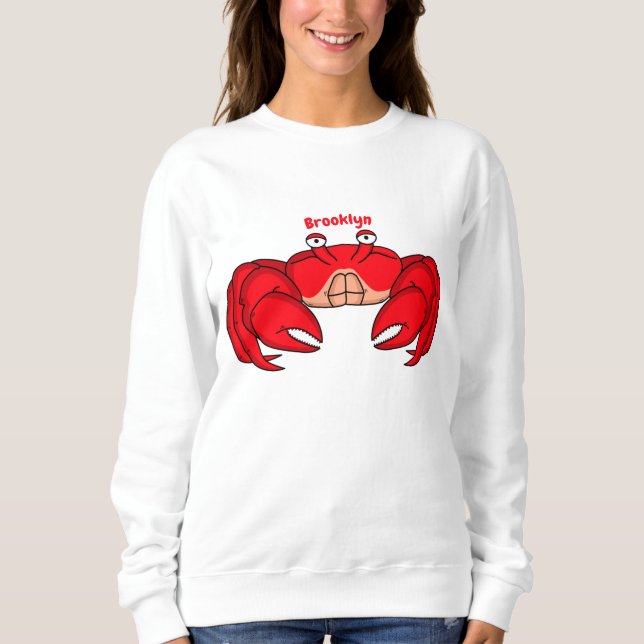 Cute red crab cartoon illustration sweatshirt (Front)
