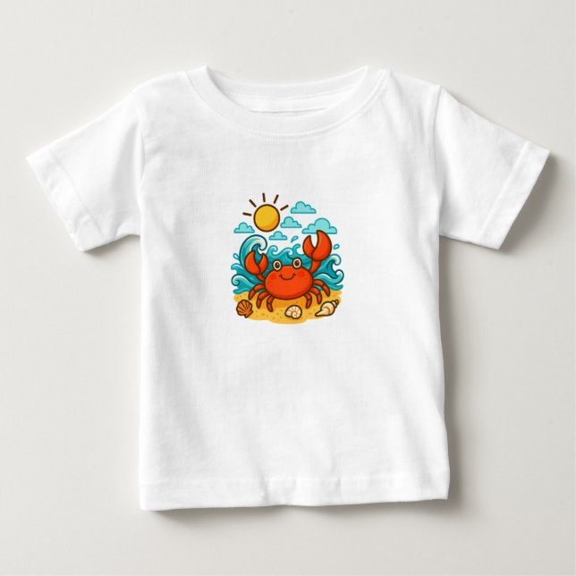Cute Red Crab Summer Beach Baby T-Shirt (Front)