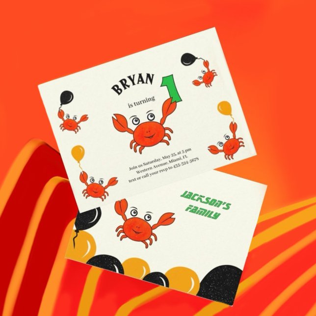 Cute red crabs invitation (Creator Uploaded)
