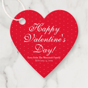 Cute red custom polka dots heart Valentine's Day Favour Tags