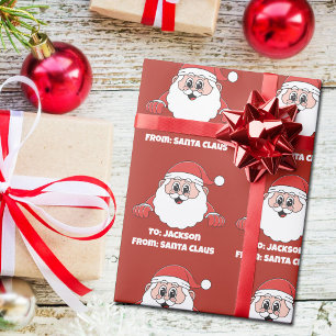 Cute Red Customised From Santa Claus Wrapping Paper