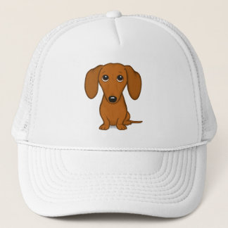 Cute Red Dachshund | Funny Cartoon Wiener Dog Trucker Hat