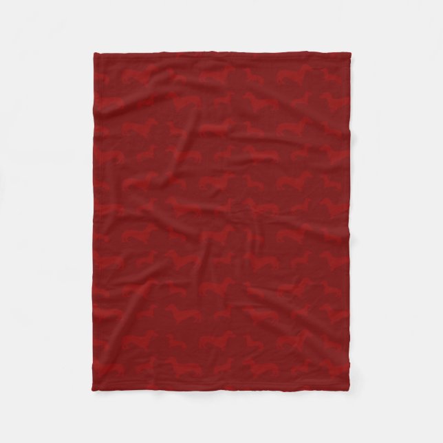 Cute red dachshund pattern fleece blanket (Front)