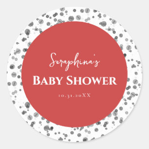 Cute Red Dalmatian Baby Shower Classic Round Sticker