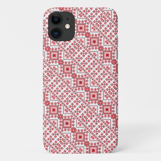 Cute red decorative ukrainian patterns design Case-Mate iPhone case (Back)