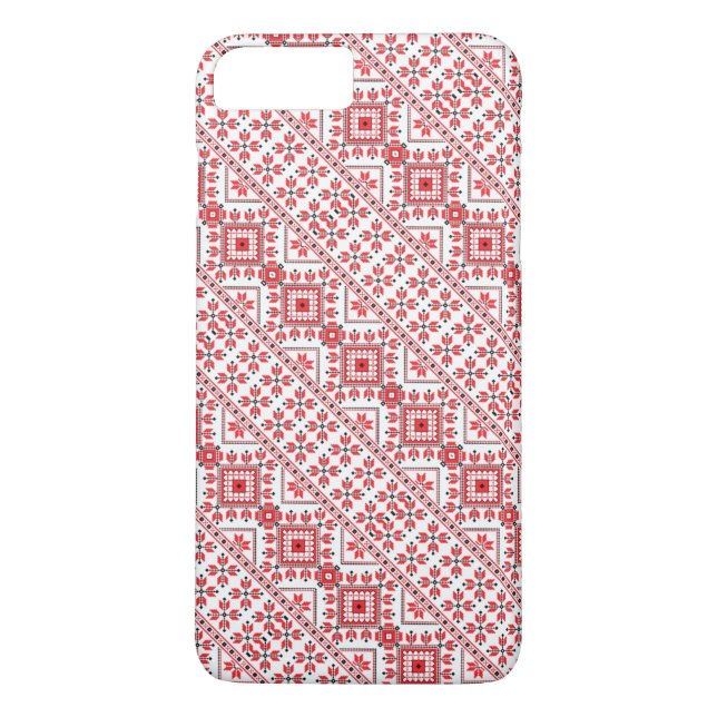 Cute red decorative ukrainian patterns design Case-Mate iPhone case (Back)