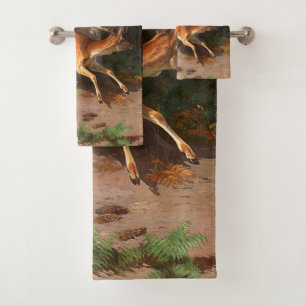 Cute Red Deer In The Forest Bath Towel Set