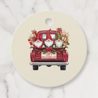 Cute Red Delivery Truck, Gnomes Packages Gift or Favour Tags