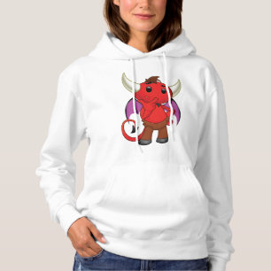 Cute Red Devil Character Thinking Mischievous Hoodie