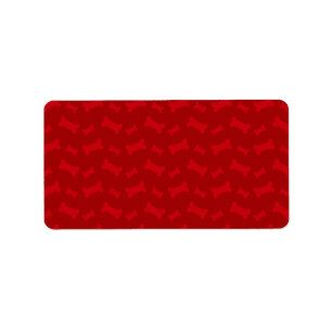 Cute red dog bones pattern label