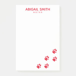 Cute Red Dog Paw Prints - Personalized  Post-it Notes