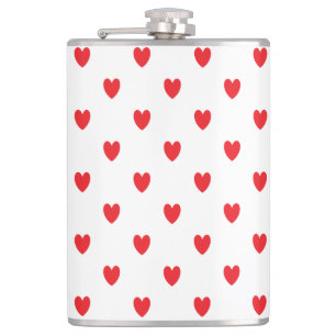 Cute Red Doodle Hearts White Classy Elegant 2022 Hip Flask