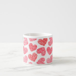 Cute Red Doodled Heart Valentine's Day Pattern Espresso Cup