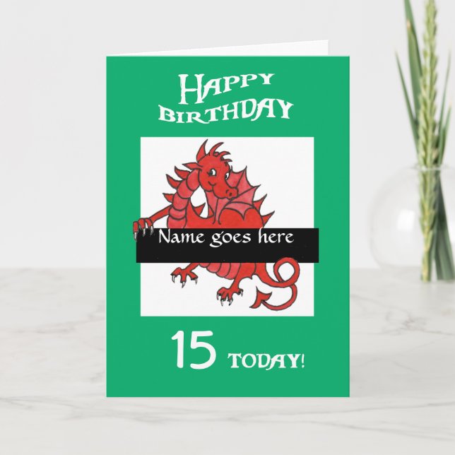 Cute Red Dragon Birthday Card to Personalise (Front)