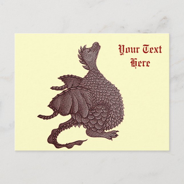 cute red dragon mythical and fantasy creature art postcard (Front)