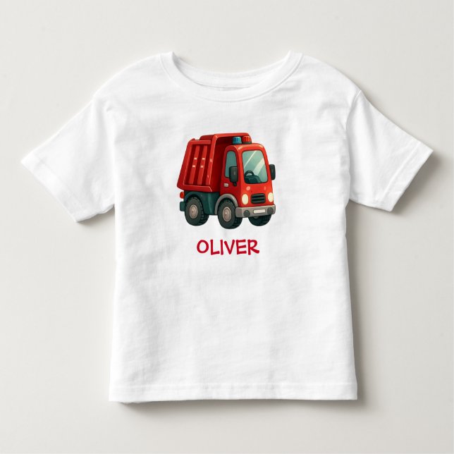 Cute Red Dump Truck Toddler T-Shirt (Front)