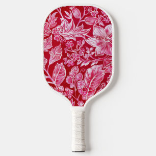 Cute Red Exercise Floral Pickleball Paddle