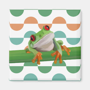 Cute Red Eyed Tree Frog Colourful Geometric Magnet