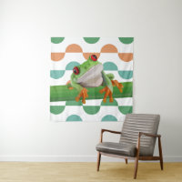 Cute Red Eyed Tree Frog Colourful Geometric