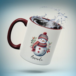Cute red festive snowman Christmas Mug