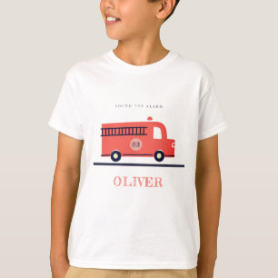 Cute Red Fire Truck Engine Any Age Birthday T-Shirt