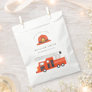 Cute Red Firetruck Engine Kids Any Age Birthday Favour Bags