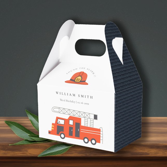 Cute Red Firetruck Engine Kids Any Age Birthday Favour Box (Creator Uploaded)