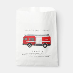 Cute Red Firetruck Engine Kids Fun Facts Birthday Favour Bags