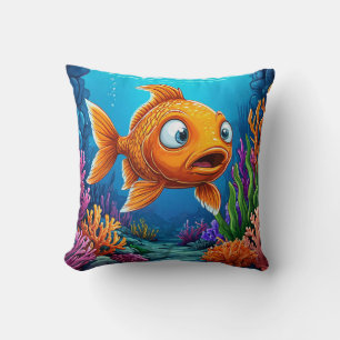 🐟 Cute Red Fish Ocean Fun Decor Gift ✨ Cushion