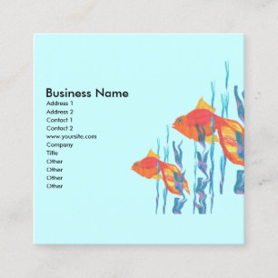 Cute Red Fish Watercolor Edit Colour Background Square Business Card