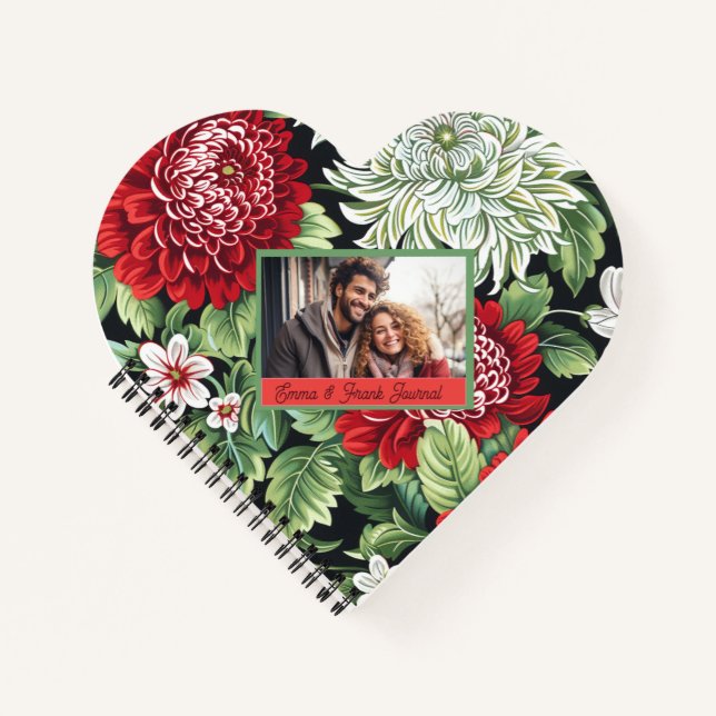 Cute Red Floral Custom Personalised Notebook (Front)